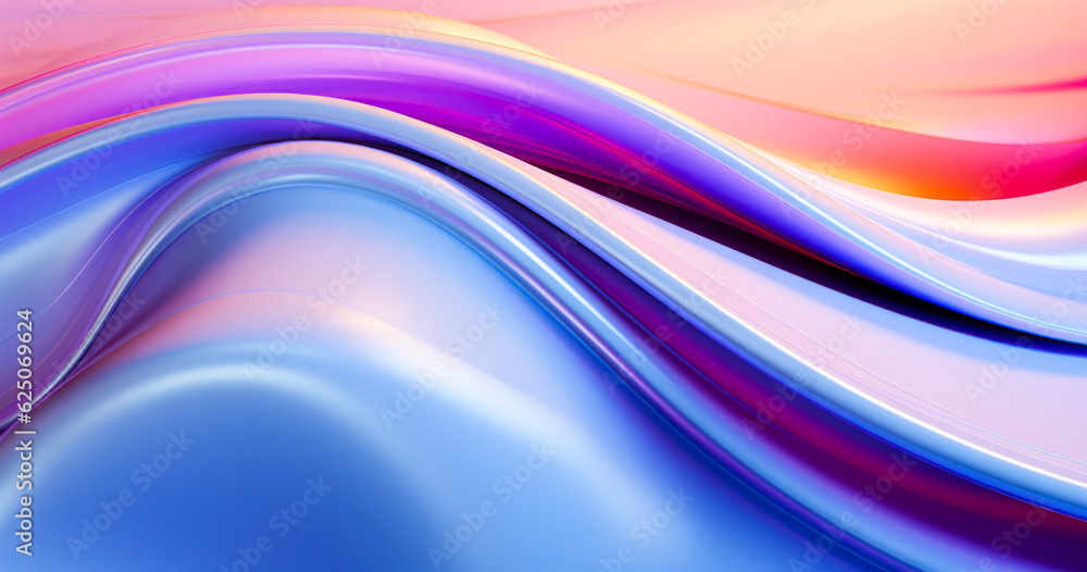 Poster abstract grainy 3d render holographic iridescent wave in motion colorful background. dreamy gradient