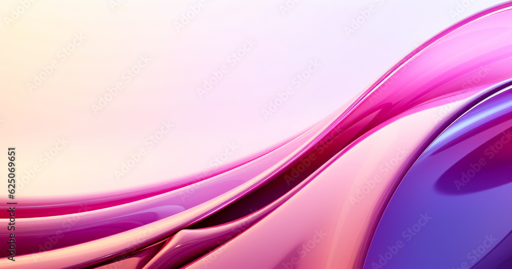 Poster abstract fluid 3d render, glossy, reflective metallic, organic curve wave in motion. gradient design