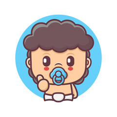 cute baby cartoon with thumbs up