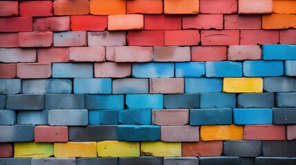 Diverse team building concept, a stacked colorful bricks wall. The collective effort, synergy, and the strength that comes from unity in diversity in collaborative work environments. Generative AI