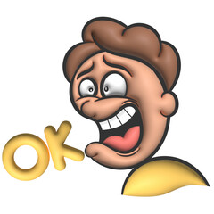 Cartoon man say ok gesture 3d