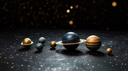 Naklejka premium cute miniature solar system planets in space, generative Ai