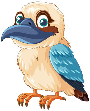 recommend clip art: A cute cartoon Kookaburra bird standing isolated on a white background