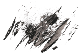 Photo black watercolor hand painted brush strokes isolated on white background and texture (with clipping path)