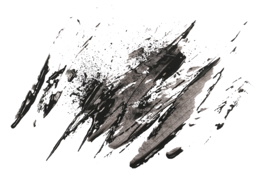 Photo black watercolor hand painted brush strokes isolated on white background and texture (with clipping path)