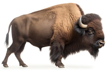 Bison Buffalo Isolated on White Background. Generative AI