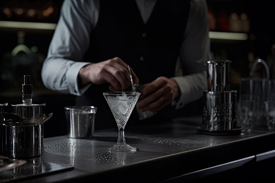 Bartender preparing a cocktail. AI generative