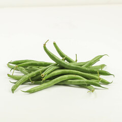 green beans on white background
