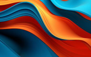 Fototapeta premium Blue and orange wavses abstract wallpaper background for desktop
