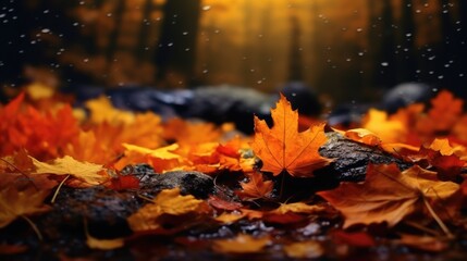 Autumn yellow leaves on the ground