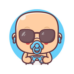cool baby cartoon with game controller