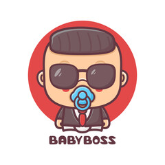 cute baby boss cartoon character vector illustration
