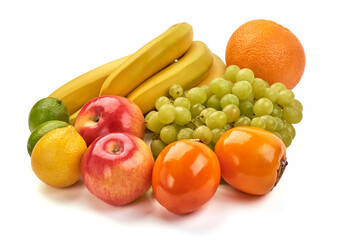 Various fruit composition, isolated on white background.