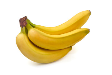 Bananas, tropical fruits isolated on white background.