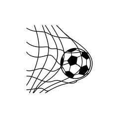 Soccer ball in net icon vector. Football ball in net illustration sign. Goal symbol or logo. © Denys