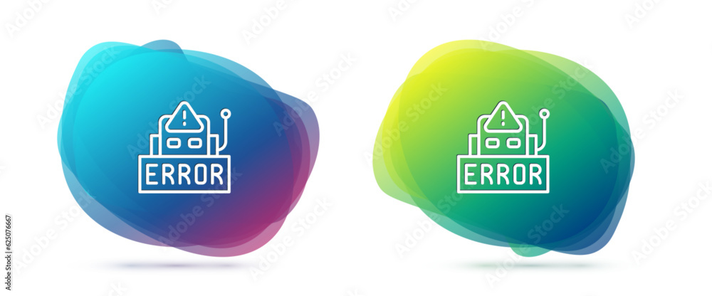 Poster set line error in the operation program of the robot icon isolated on white background. a broken chi