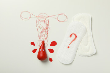Menstrual pads with a three-dimensional red drop - obrazy, fototapety, plakaty