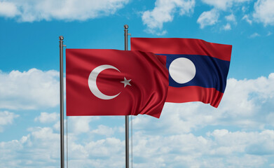 Laos and Turkey flag