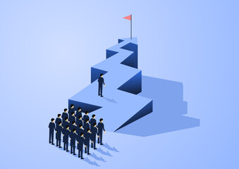 Business goal achievement, Career ladder progress and advancement, Professional competition, Success in business. Vector illustration flat