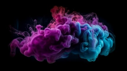 Neon blue and purple smoke. Generative AI