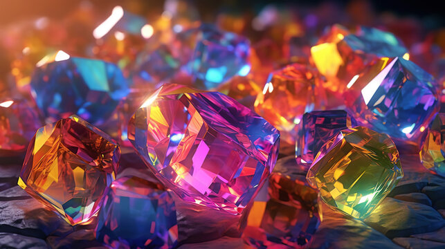 Amazing bright and shiny Sunset Fire Opal crystal cluster background. Jewel mineral detailed macro. Generative AI