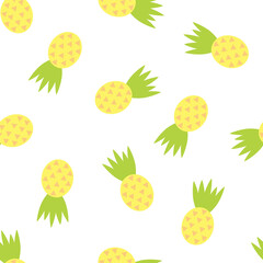 Yellow Pineapple Fruits Digital Paper. Pineapples on White Background.