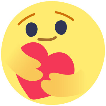 Naklejki Social Media Care emoji hugging a heart. Symbol of care and support.