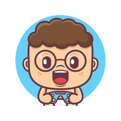 geek baby cartoon with game controller