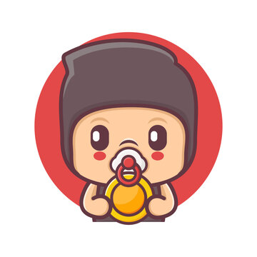cute ninja baby cartoon with gold coins