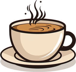 coffee clip art free vector art on, in the style of soft mist, minimalistic design, bold outline, light white and beige white background
