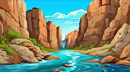 Abstract background gorges and canyon. Awe-inspiring banner design with an illustrated background showcasing majestic gorges and canyons in nature. Generative AI.