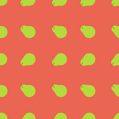 Green Pear Fruits Digital Paper. Pears on Red Background.