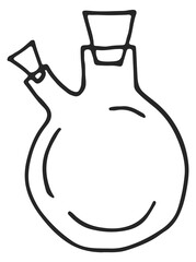 Glass beaker sketch. Laboratory chemical equipment doodle