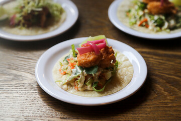 Taco with deep fried shrimp