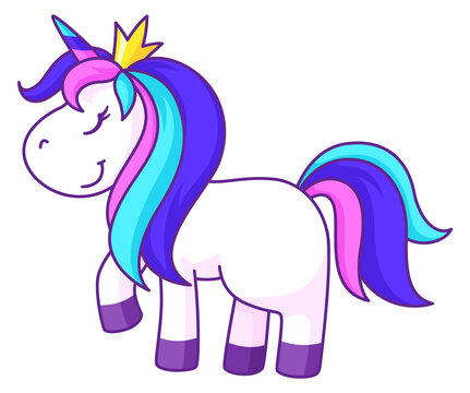 Princess unicorn. Cute fairytale character. Magic creature