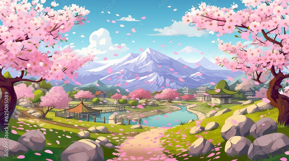 Poster abstract background cherry blossom. creating of a serene background with an illustration of cherry b