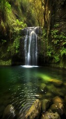 beautiful landscape with a waterfall