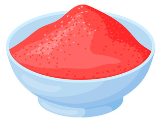 Red pepper cooking spice. Cartoon condiment pile