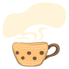 Smoking hot drink cup. Cozy mug icon