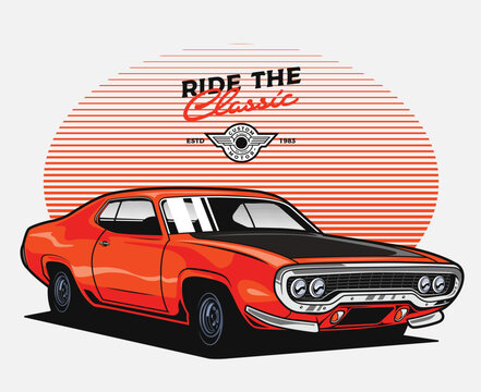 classic retro vintage old muscle car vector illustration