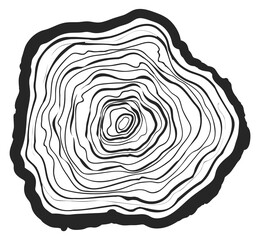 Wooden fractal rings. Natural tree life circles