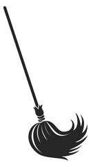 Broom black silhouette. Sweeping dust brush icon