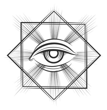 Spiritual esoteric philosophy symbol. Eye bursting sign