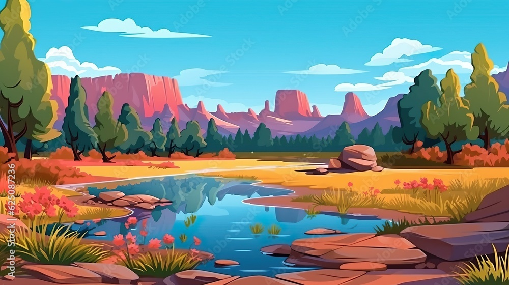 Poster abstract background national park. creating of an inviting banner design with an illustration of a s