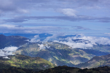 Fototapeta na wymiar Foggy mountains in Colombia
