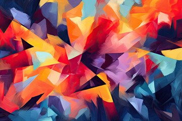 Vibrant Geometric Art: Abstract Background with Bold Colors and Dynamic Shapes, generative AI