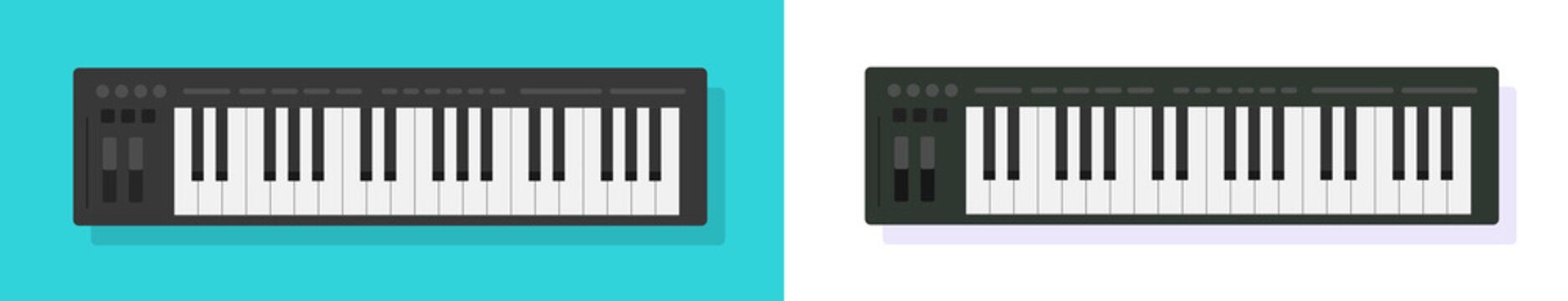 Synthesizer Electronic Piano Icon Vector Flat Cartoon Isolated Clipart Image Graphic, Digital Musical Instrument Top View