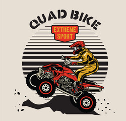 illustration of a man riding quadbike vector illustration