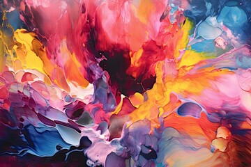 Expressive Fusion: Bold Color Combinations and Fluid Brushstrokes in Abstract Painting, generative AI