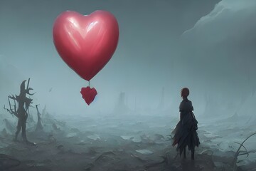 heart shaped balloon. Generative AI